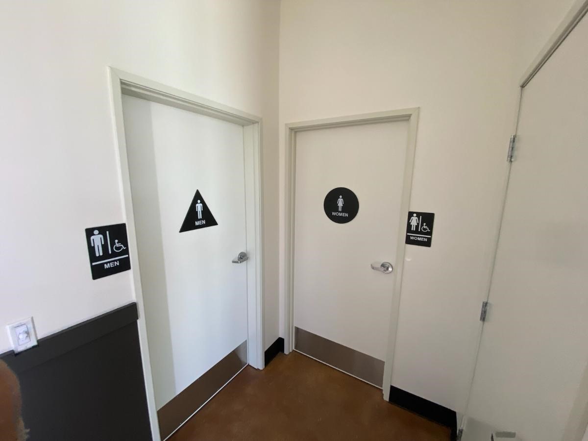 Restrooms and signs